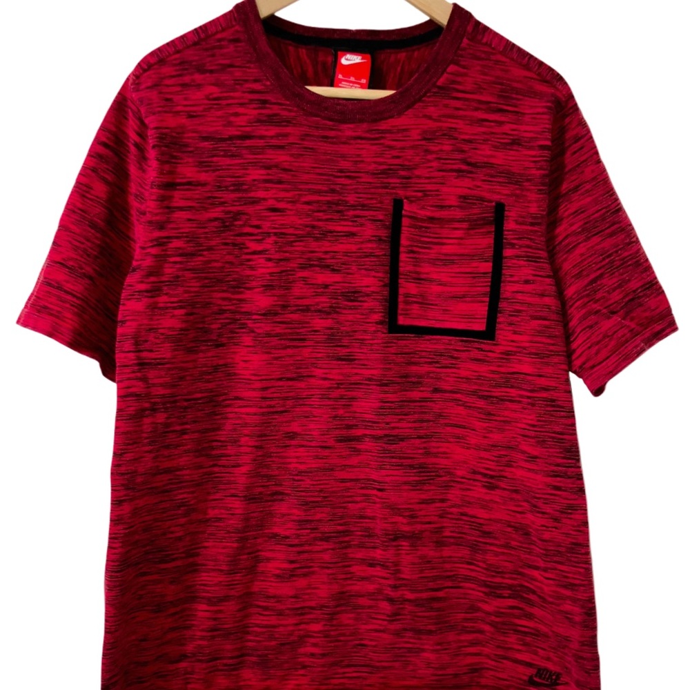 Nike Tech Knit Chest PocketT-Shirt University Red Black 729397-671 Mens Size XL